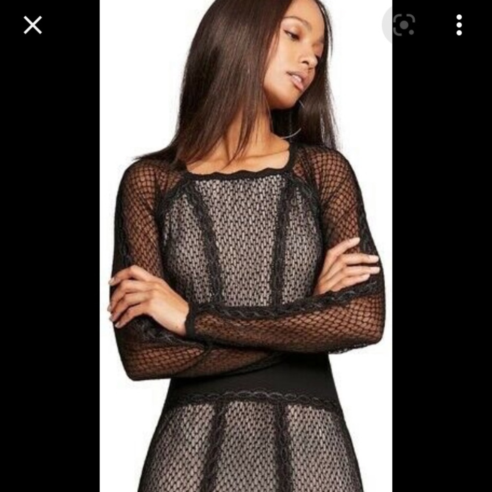NWOT Free People black mesh and lace mini dress S